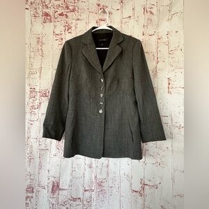 ESCADA Women Blazer Size 40 Black White (Gray) Wool‎ Classic Jacket Business